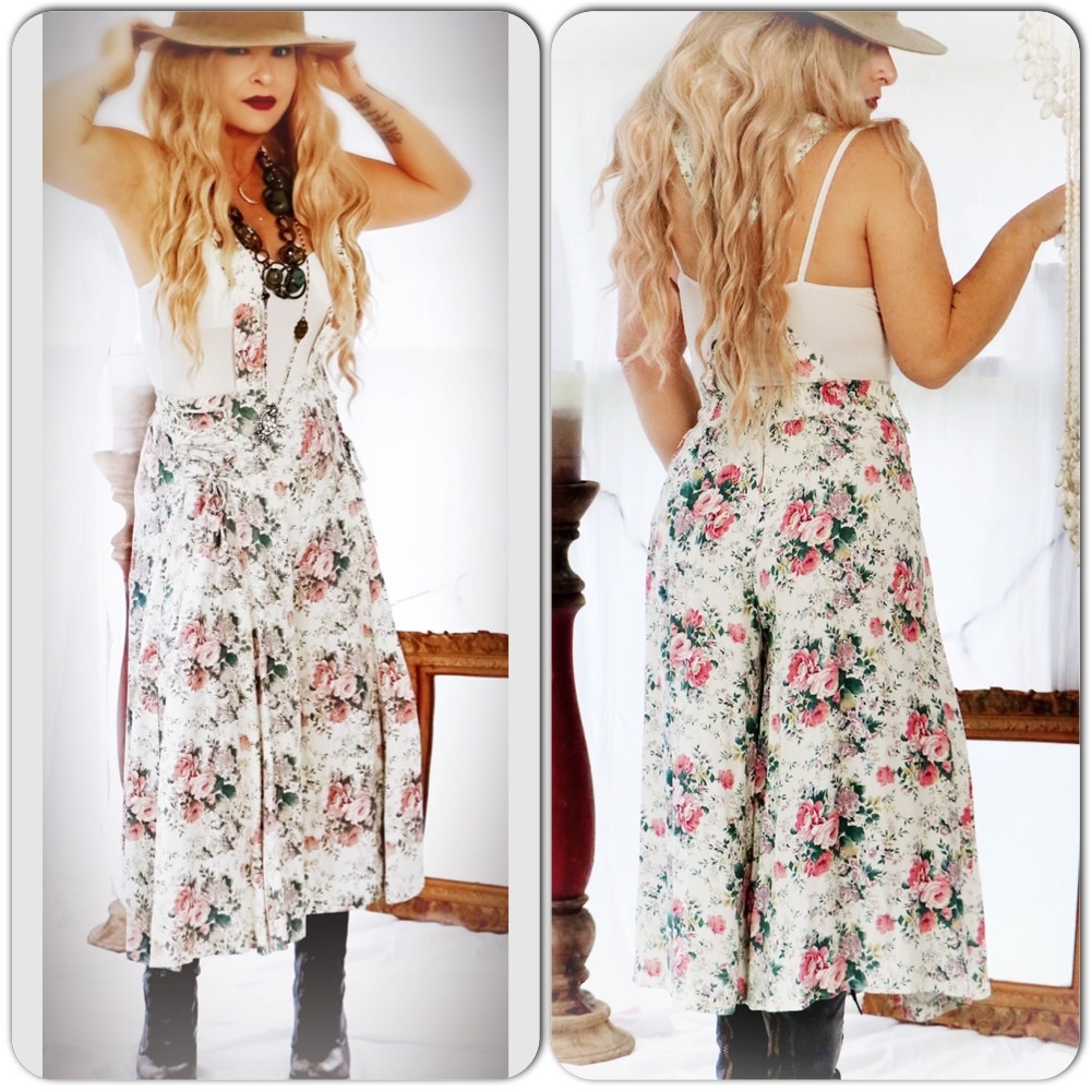 Hippie vintage floral jumper 80s culottes festival - Picture 2 of 8
